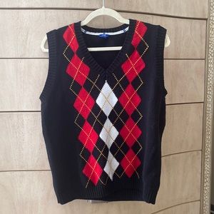 Tabi Black Knit Argyle Vest Sweater